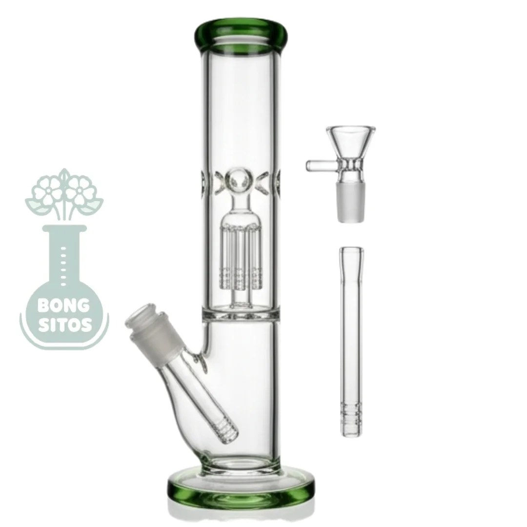 Bong de vidrio recto con percolador de brazos 26 cm — lo que incluye