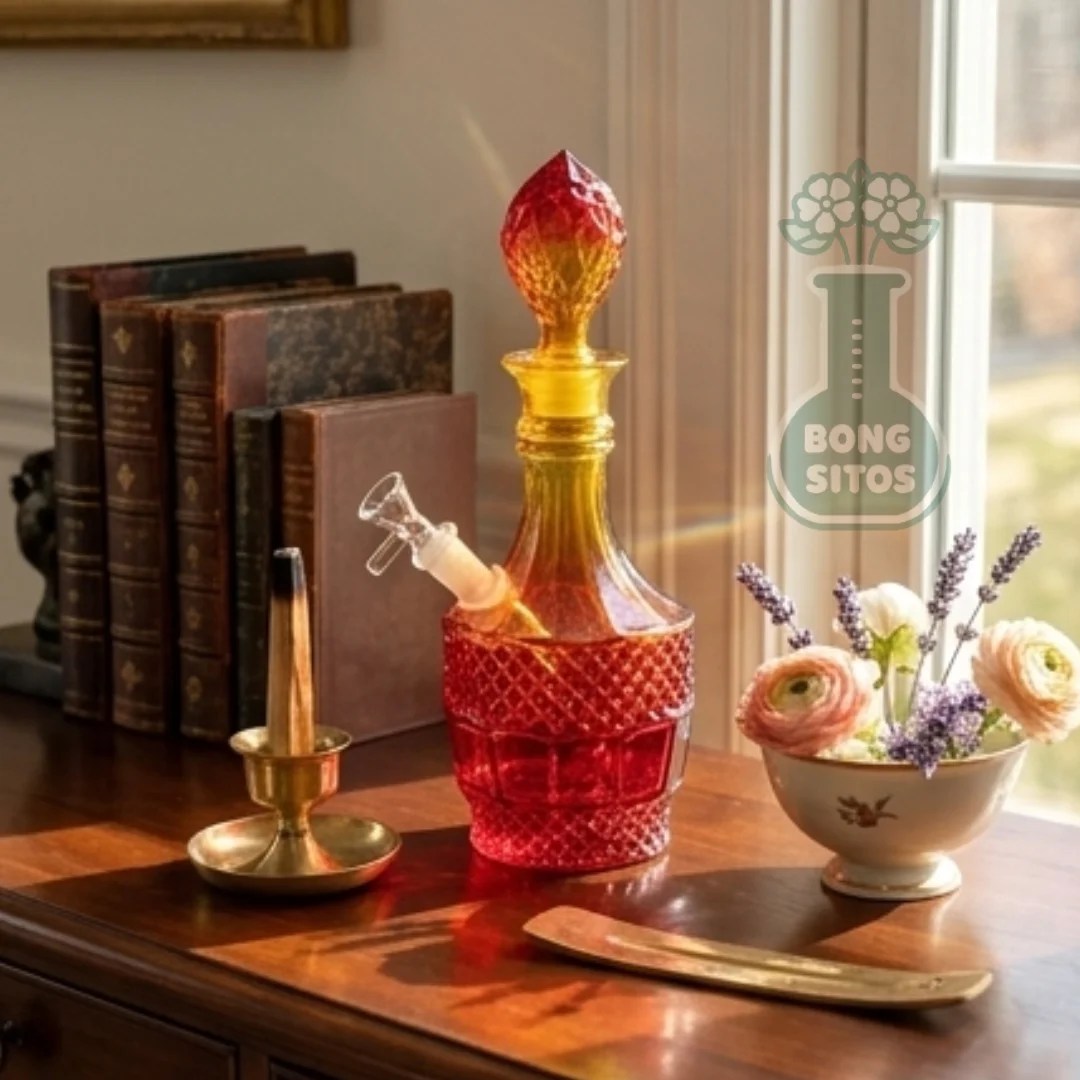 Bong de vidrio decantador tallado 26 cm — en ambiente