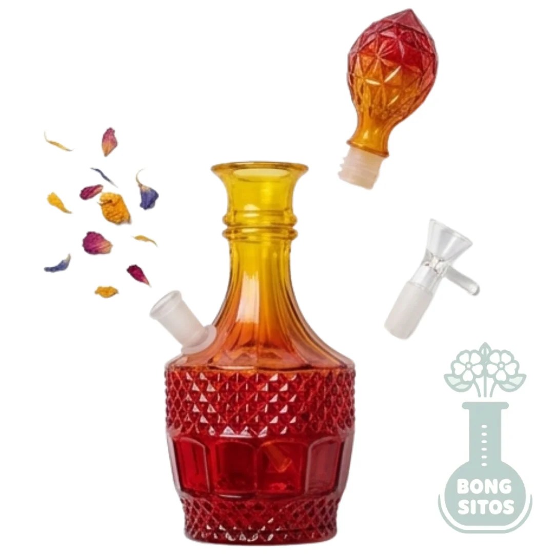 Bong de vidrio decantador tallado 26 cm — lo que incluye