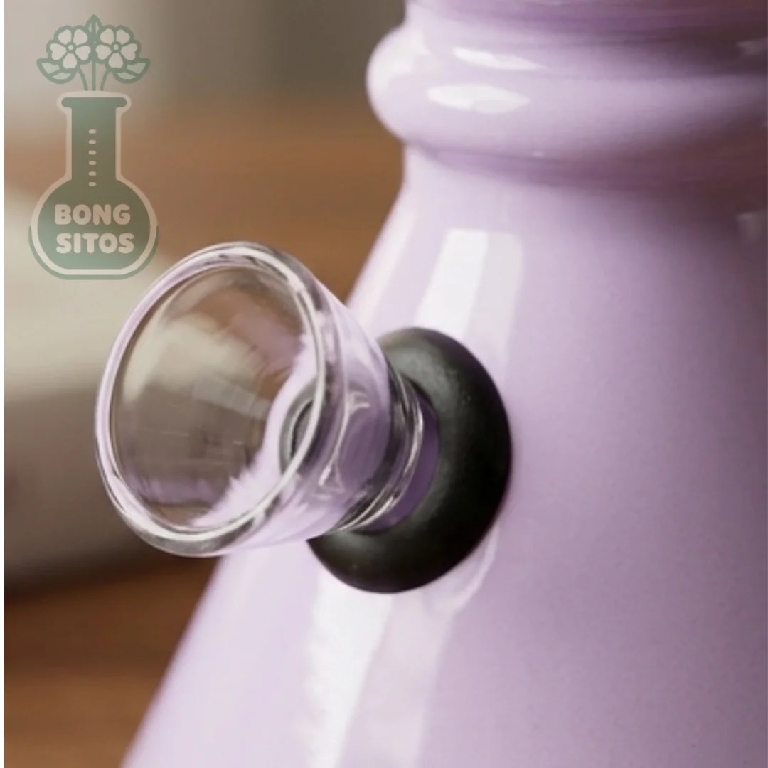 Bong de vidrio beaker lila 15 cm — detalle del vidrio