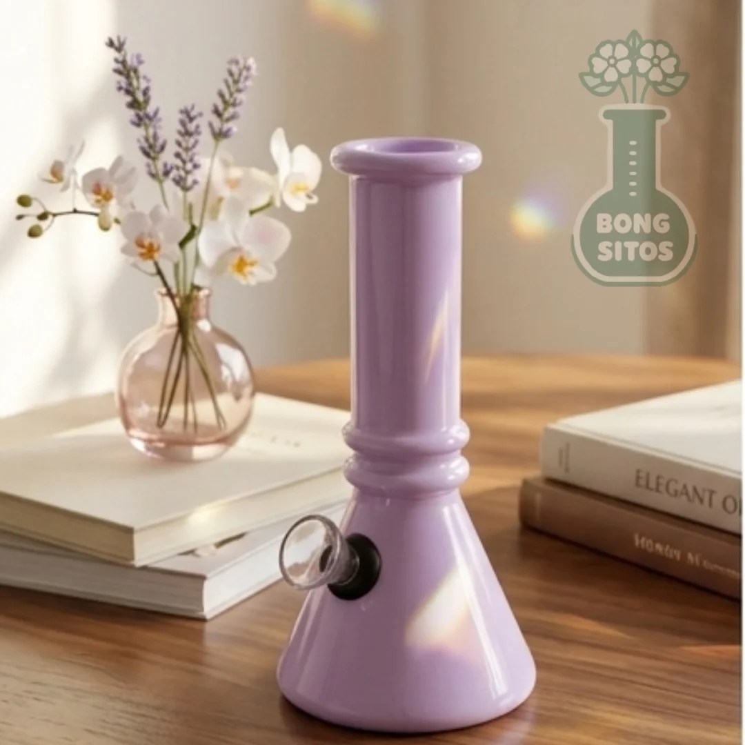 Bong de vidrio beaker lila 15 cm — en ambiente