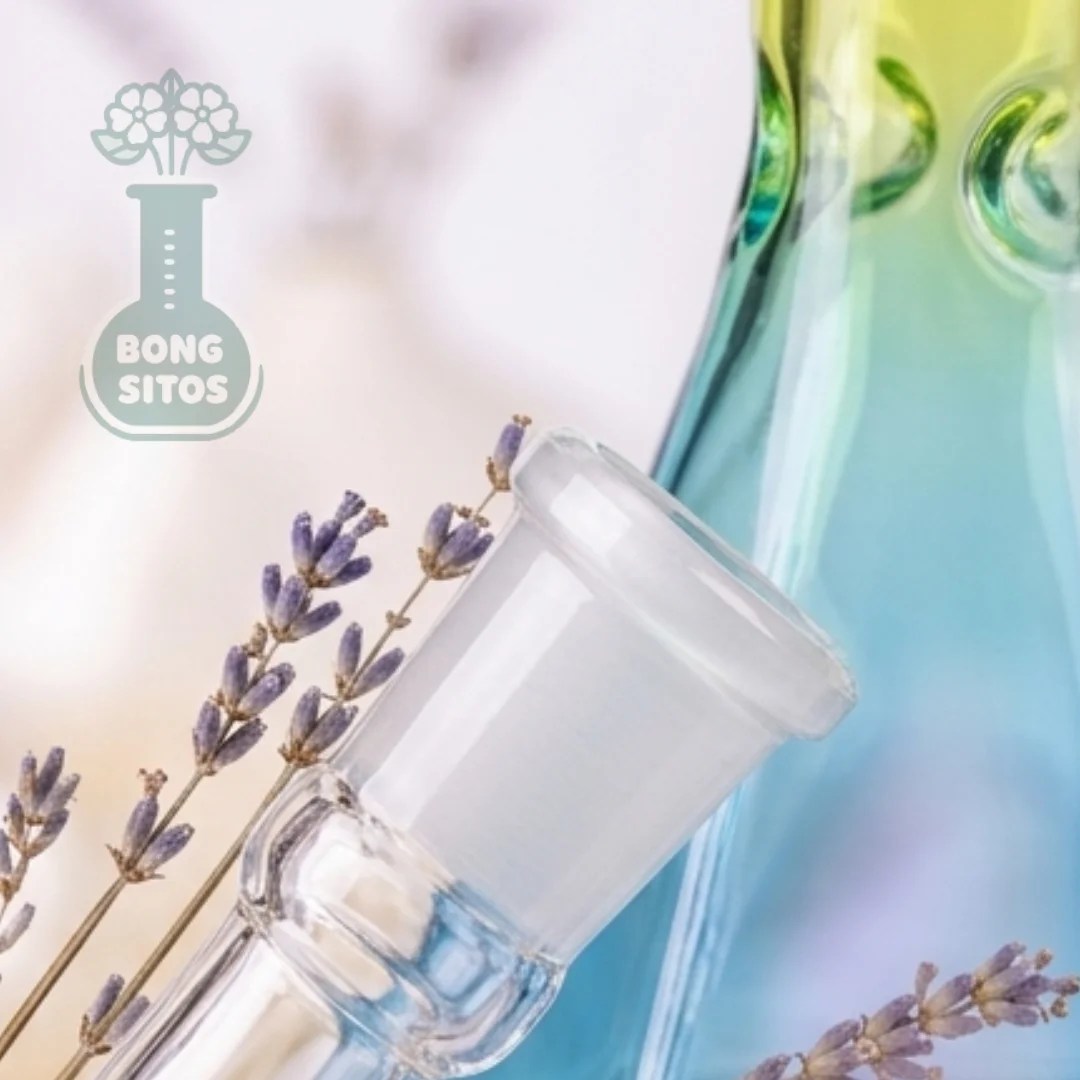 Bong de vidrio beaker degradado lima y celeste 26 cm — detalle del vidrio