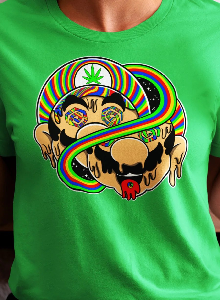 Trippy Mario Parody T-Shirt - Handcrafted | Bonji Glass