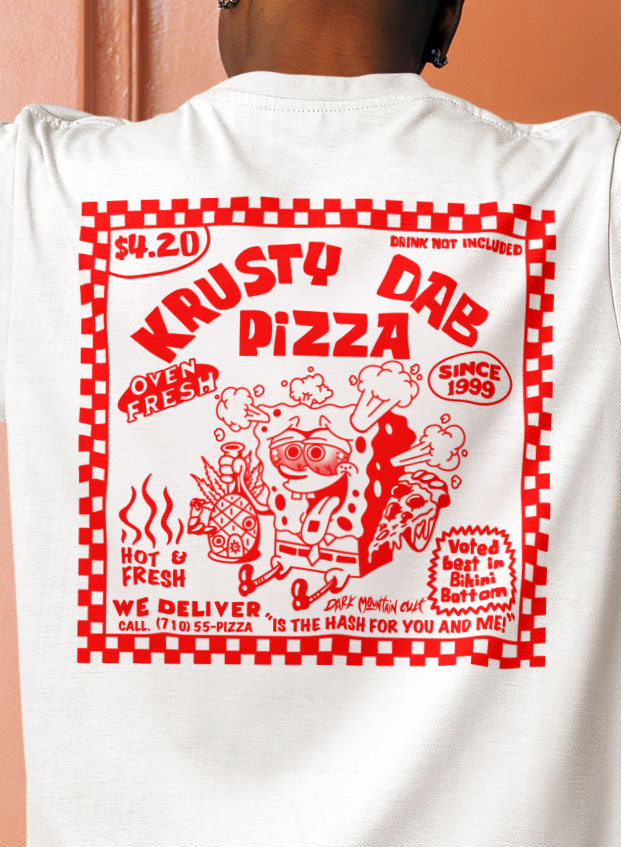 Krusty Dab Pizza Parody T-Shirt - Handcrafted | Bonji Glass