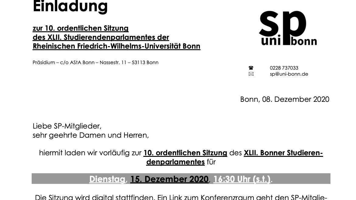 Read more about the article Besuch vom Rektorat: Das war die 10. Sitzung des 42. Studierendenparlaments