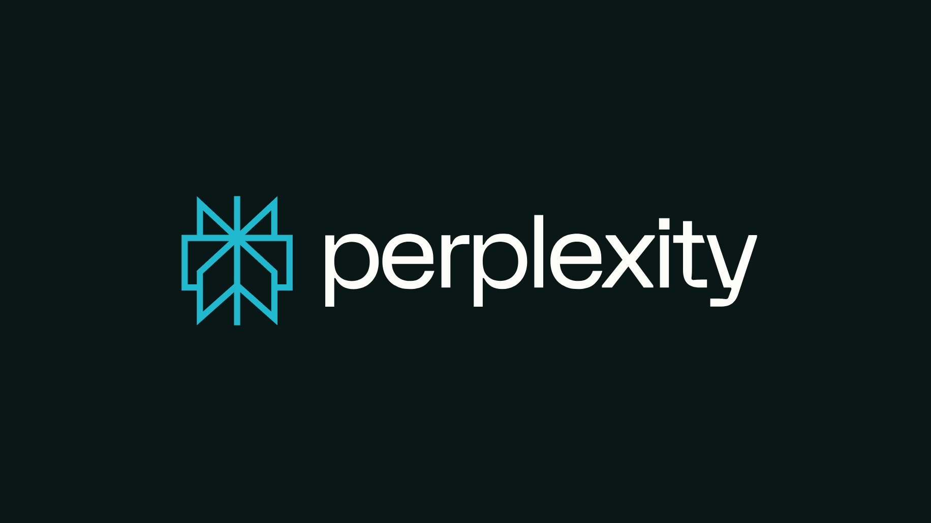 A geometric blue star logo on a dark background sits next to the word perplexity in lowercase white letters, evoking Perplexity’s innovation in AI shopping agents for platforms like Amazon.