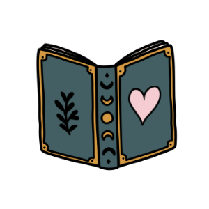 Open notebook icon with heart representing all 12 months of stickers