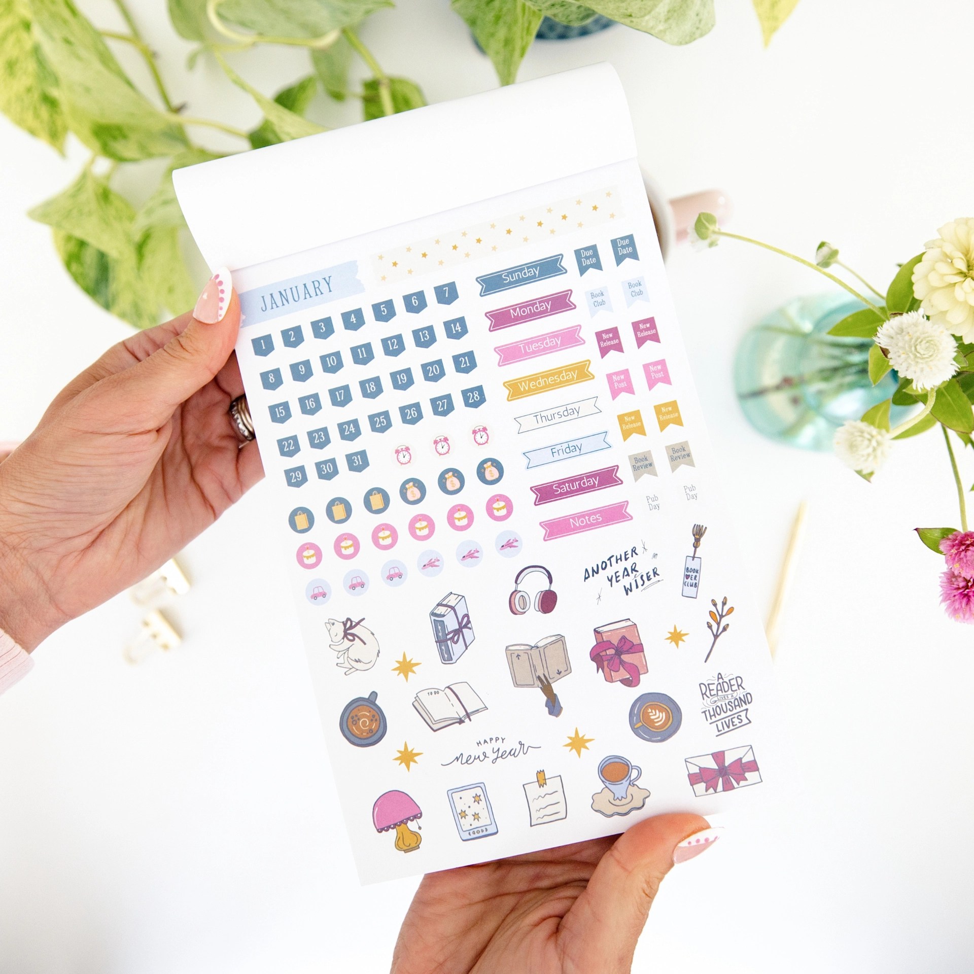 January stickers from The Book Sisters Reading Planner Monthly Stickers