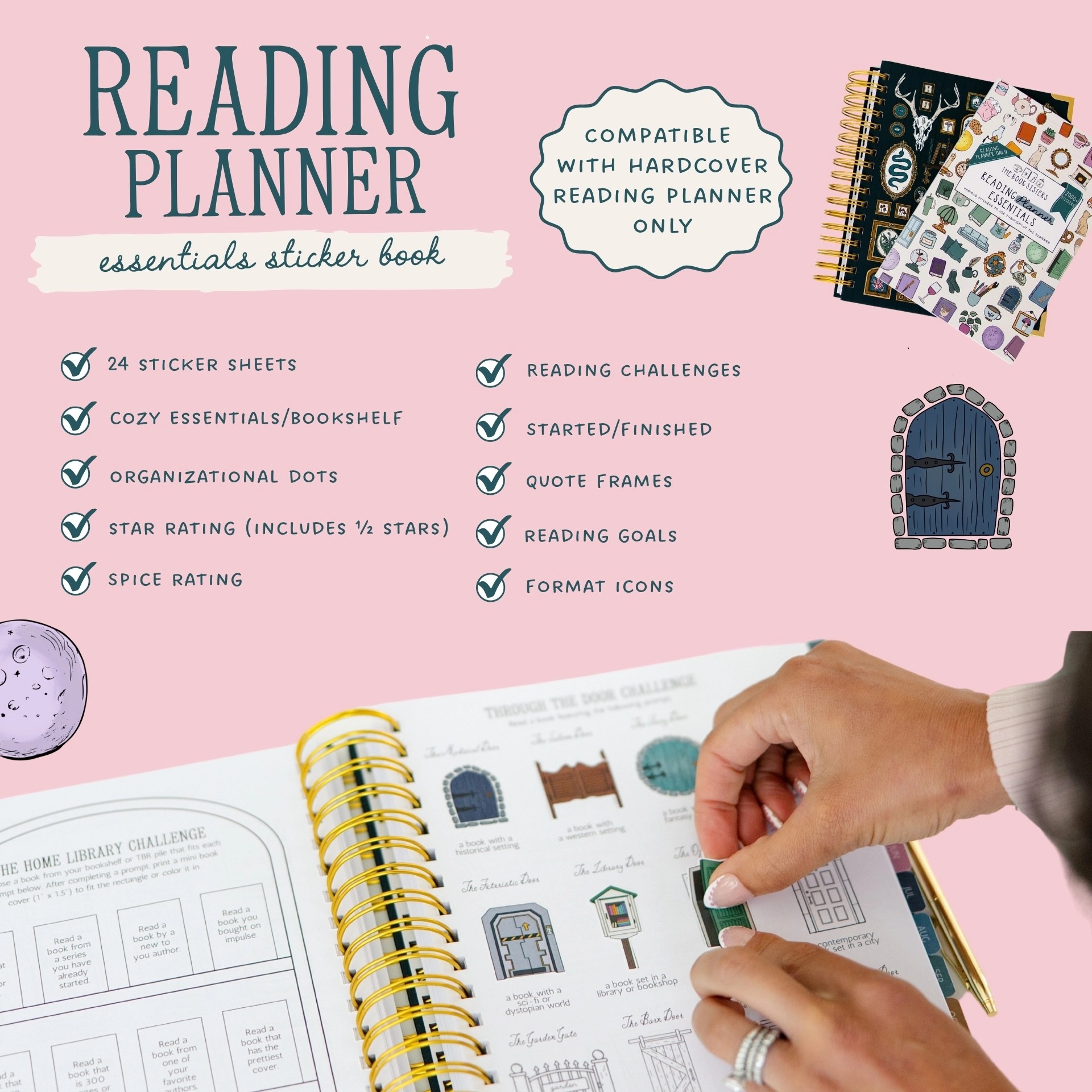 Reading Planner Essentials Sticker Book, 24 sheets with ratings and challenge stickers