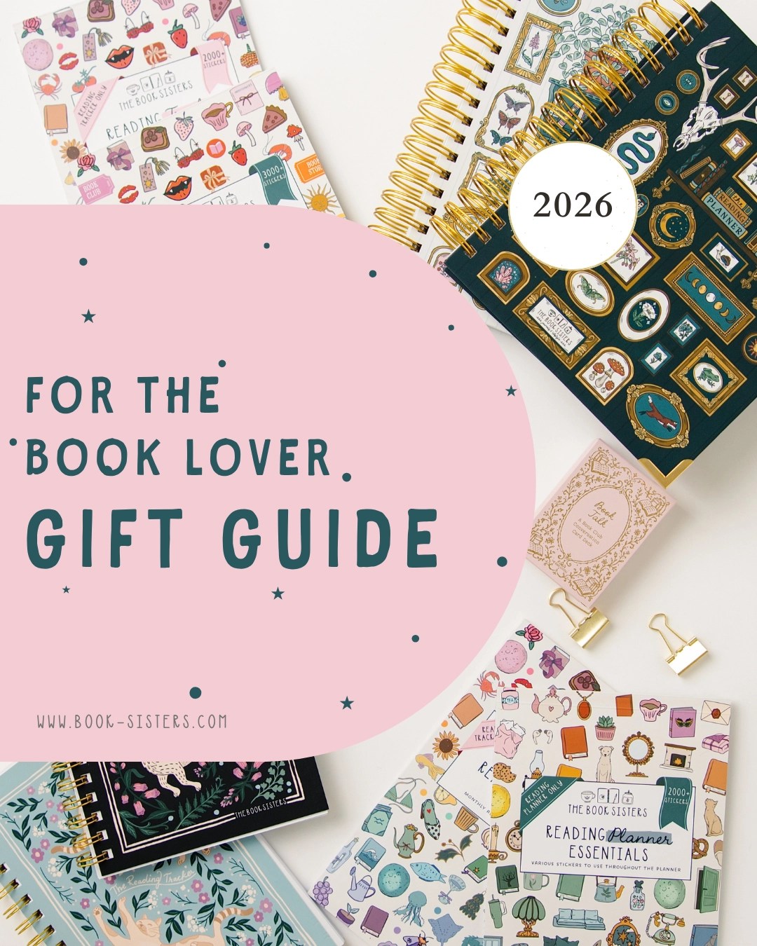 The Book Sisters 2026 gift guide for the book lover, with reading planners and sticker books