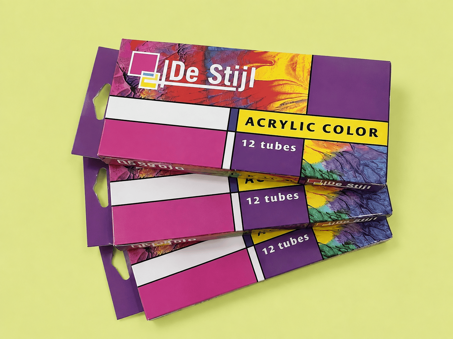 Boite de peinture acrylique 12 couleurs / Box of 12 acrylic paints
