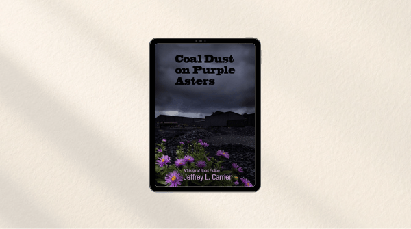 Coal Dust on Purple Asters by Jeffrey L. Carrier on a cream background