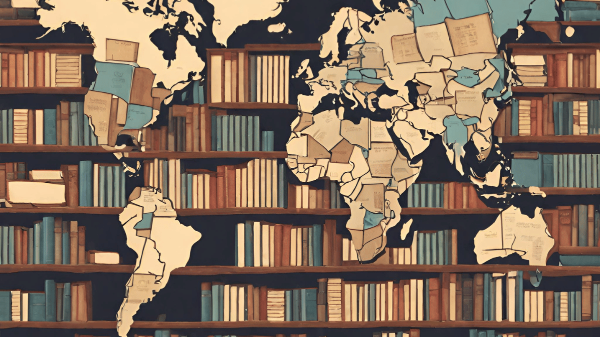 Map of the world made from books