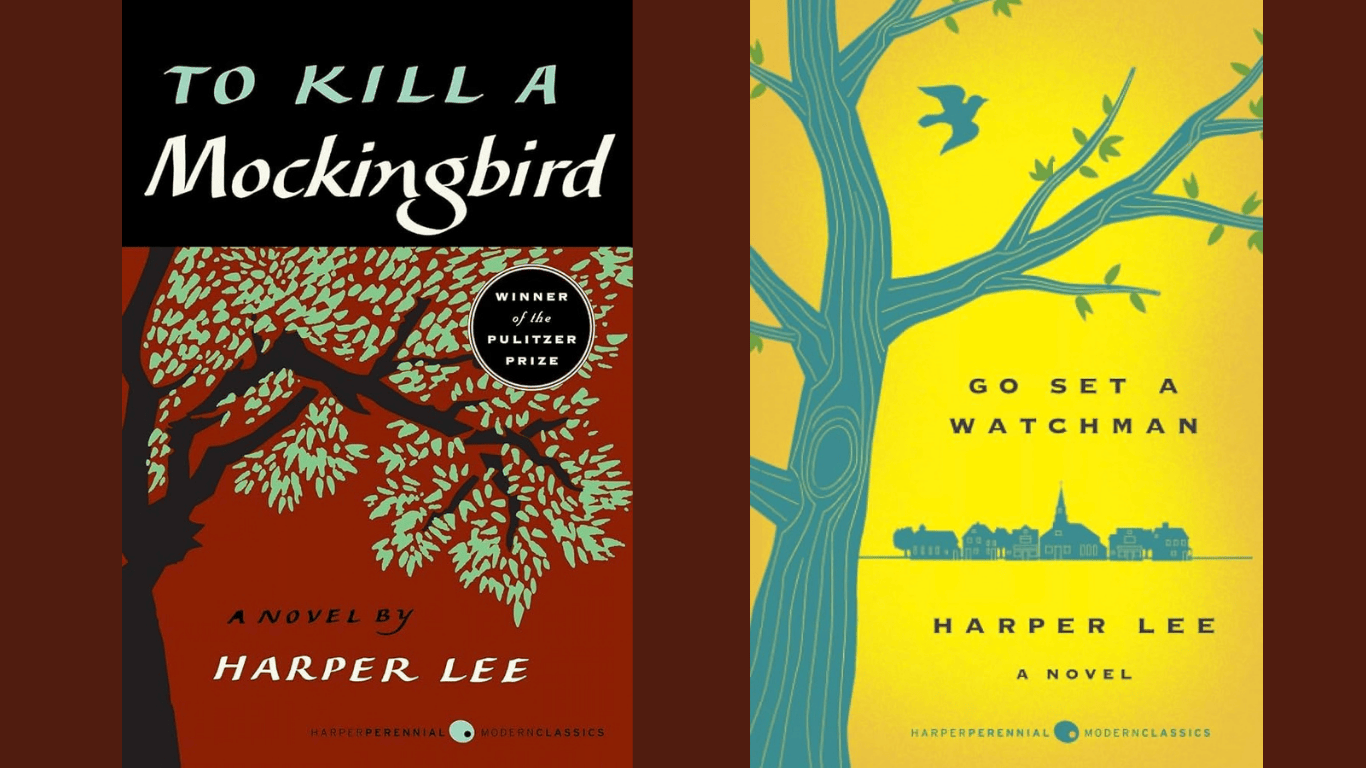 To Kill a Mockingbird and Go Set a Watchman by Harper Lee shown side by side