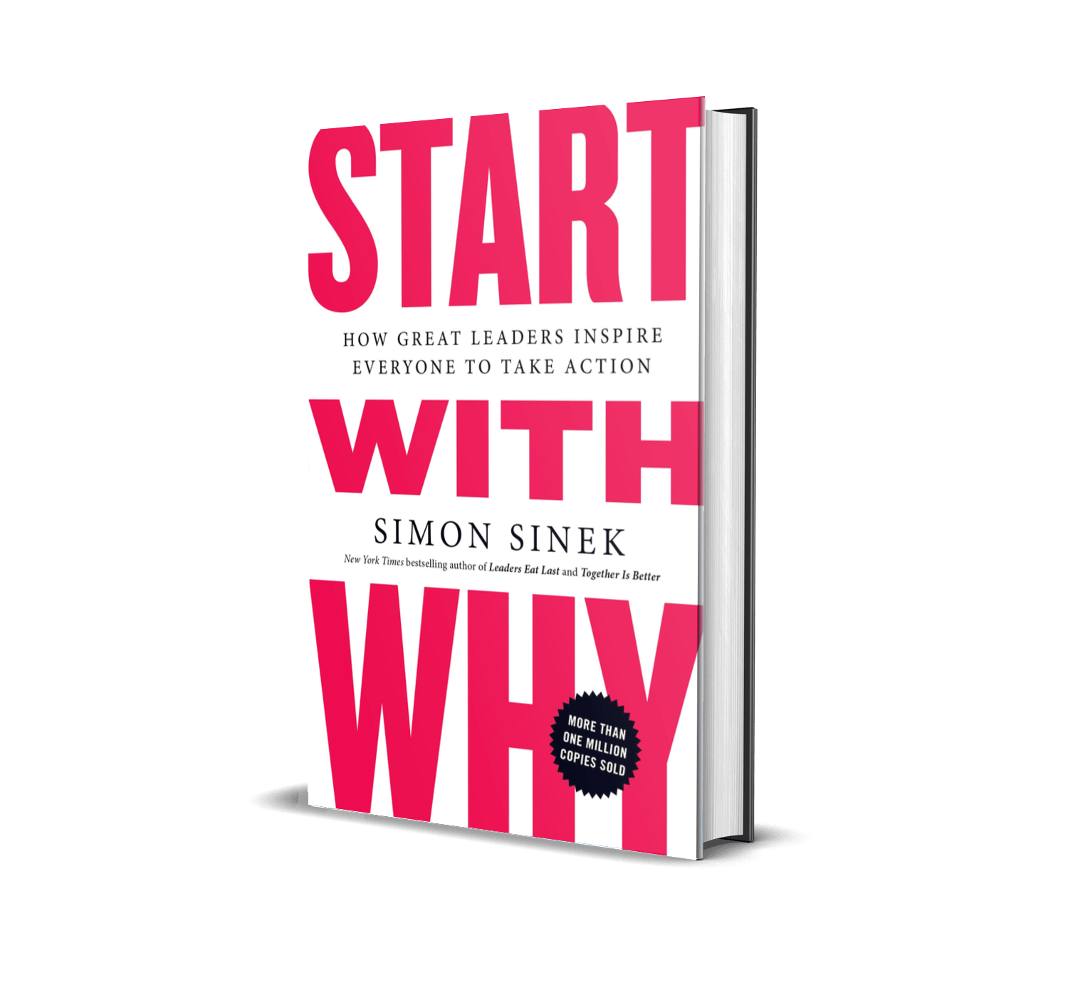 Cover of the book Start with Why by Simon Sinek, featuring bold red and white typography