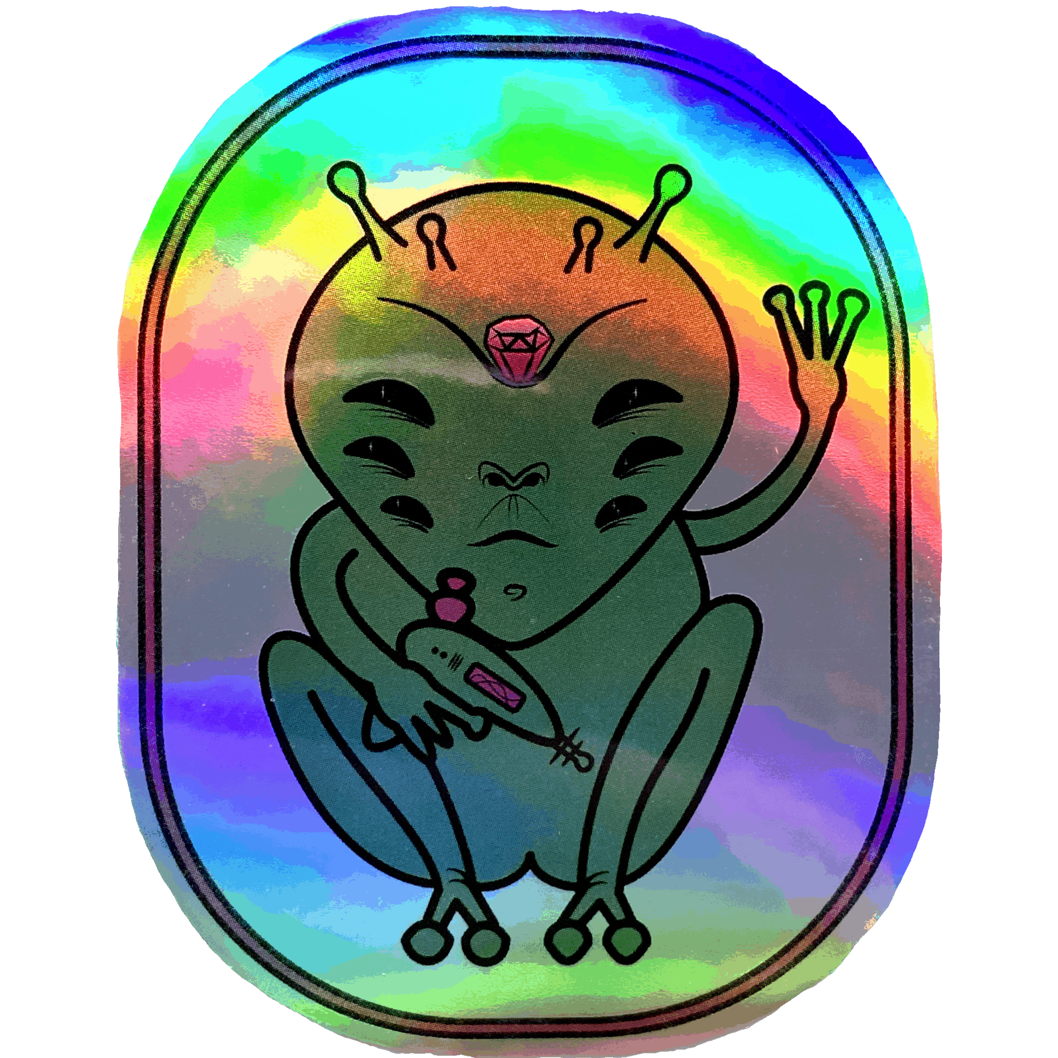Lucky Alien Holographic Sticker