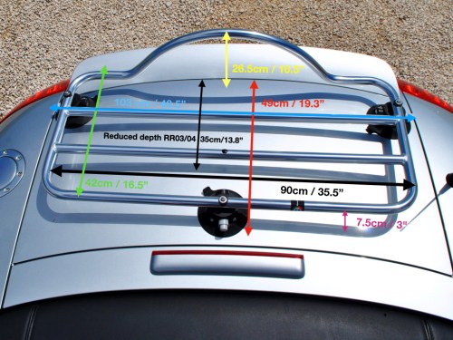Size of the Revo-Rack luggage rack