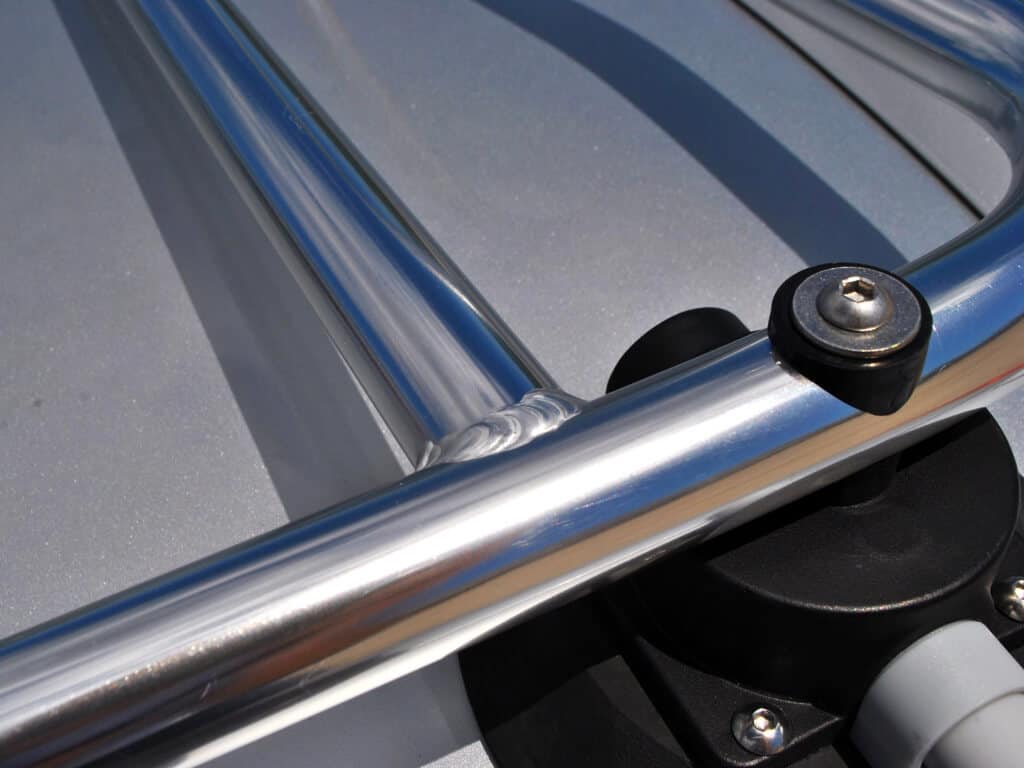 close up of Revo Rack Revolutionary Boot Luggage Rack PA on silver Audi TT MK1