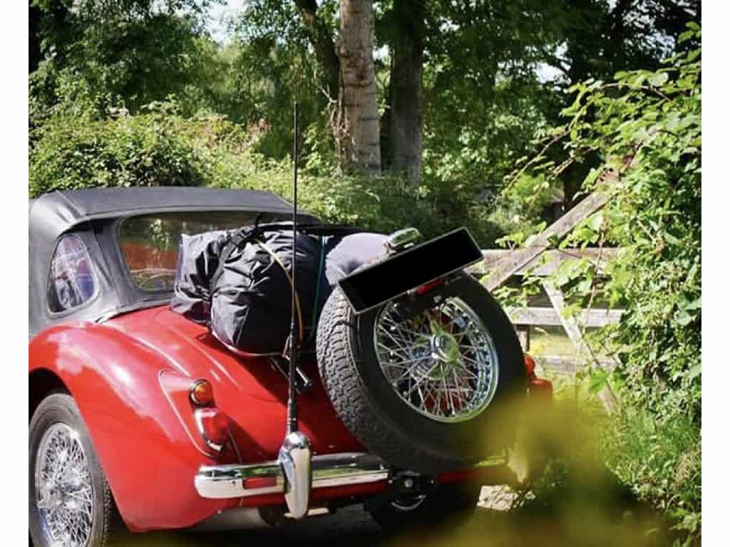 red austin healey with a boot bag vacation boot rack fitted