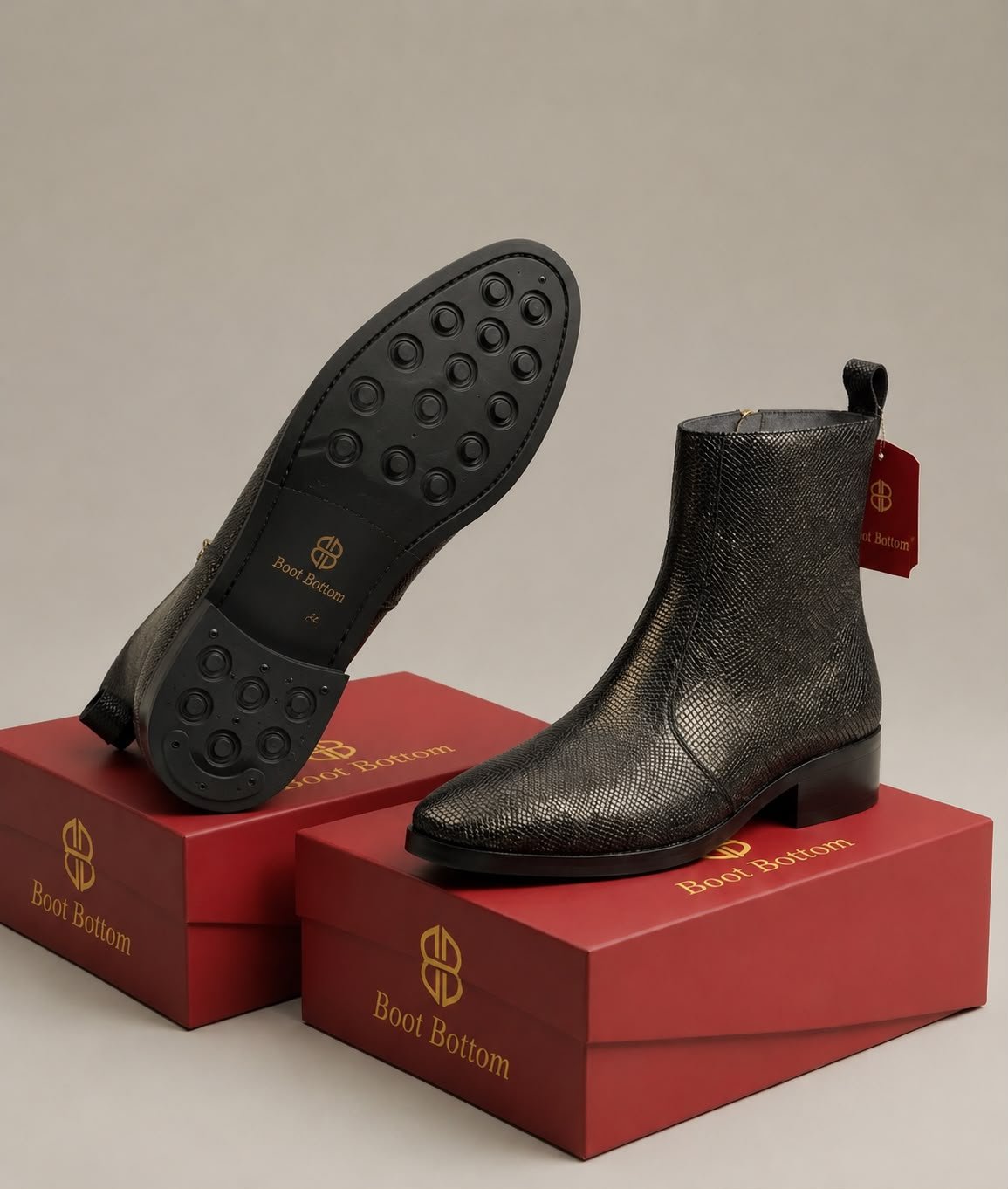BOOT BOTTOM Black Luxe Chelsea Boots – Classic Side-Zip Edition