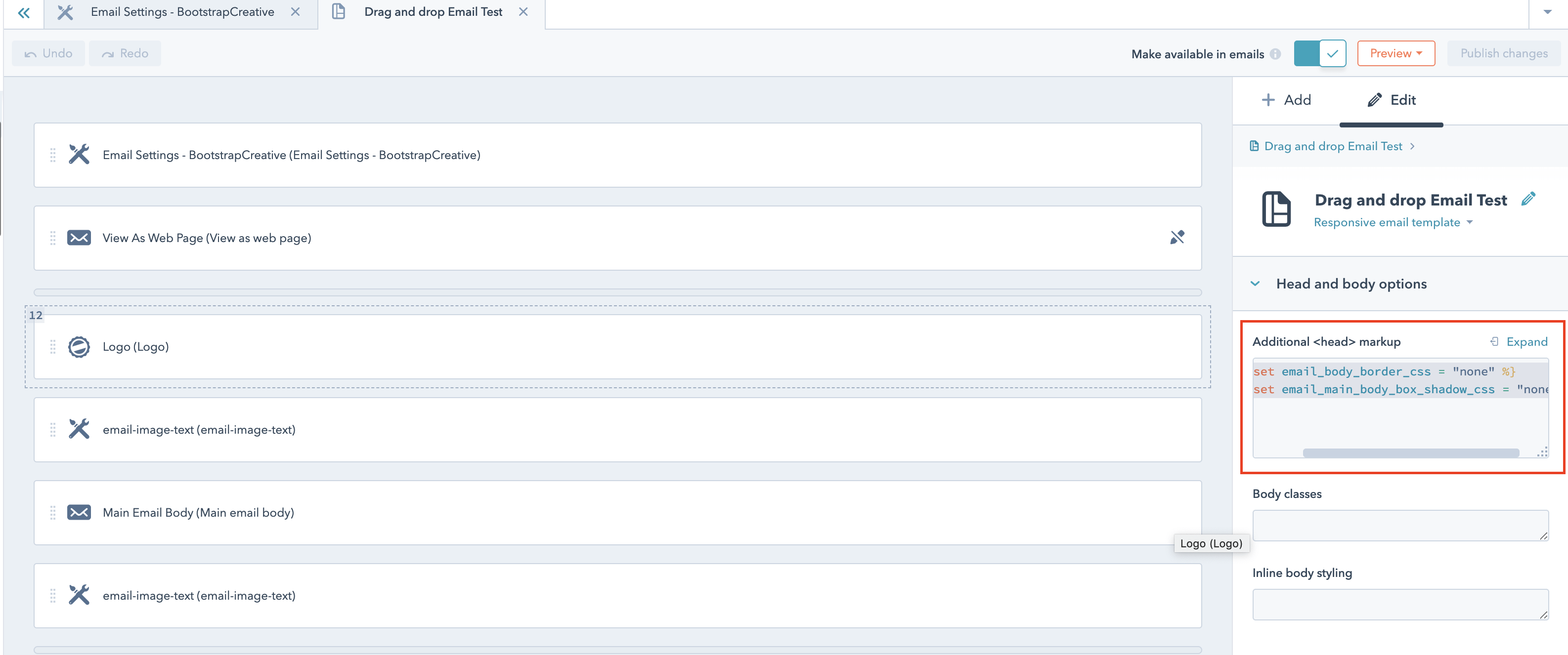 hubspot email template border