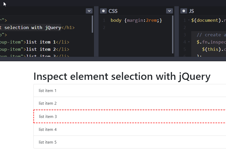 Pasted into How to Visually See What Your jQuery Selection is Selecting 1