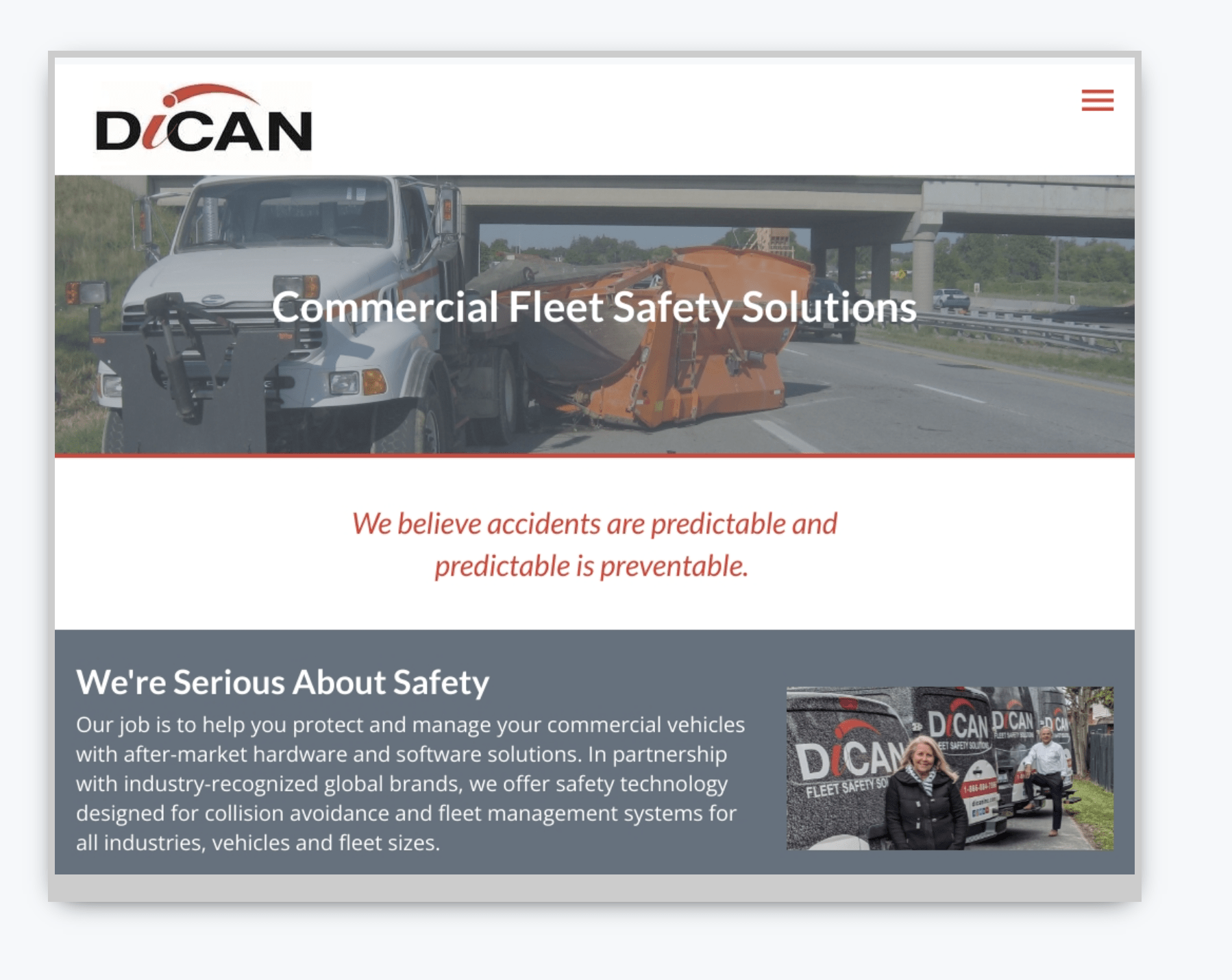 Commercial Fleet Safety Website Design Example