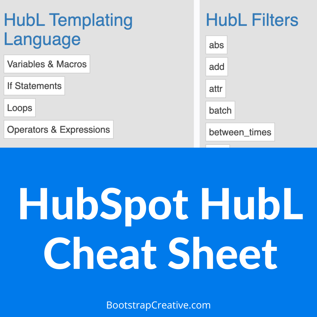 hubspot hubl cheat sheet reference