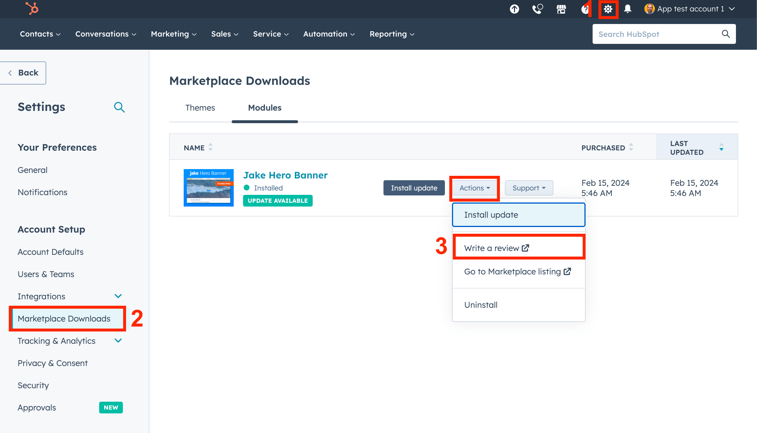 hubspot marketplace leave a review