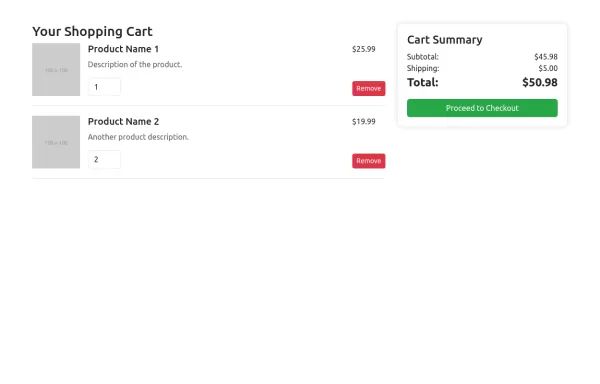 Shopping cart Free examples in Bootstrap CSS
