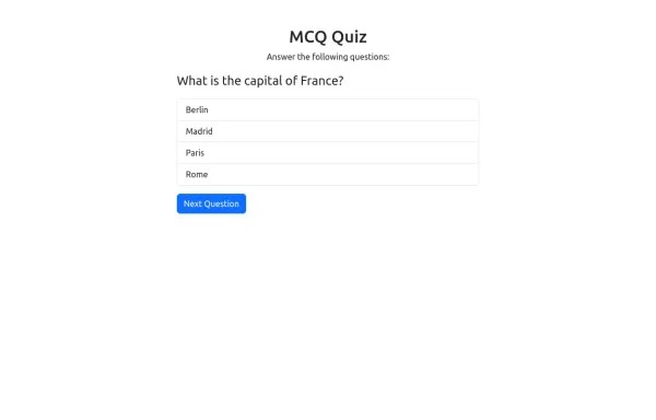 Interactive Quiz Application - Bootstrap 5 Example