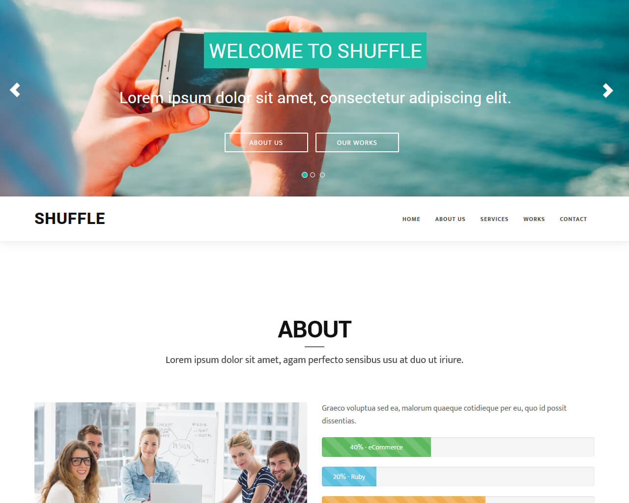 Bootstrap 3 One Page Template For Free Shuffle Bootstraptaste