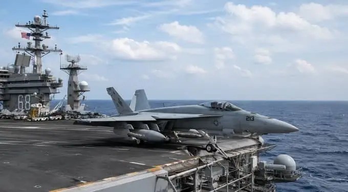 Fighter plane on a ship