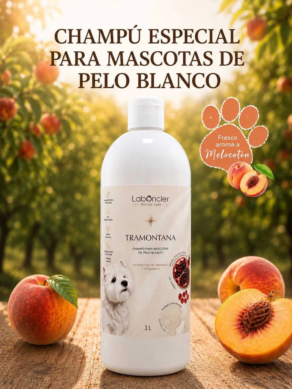 TRAMONTANNA WHITE - Champú de Perros de Origen Natural