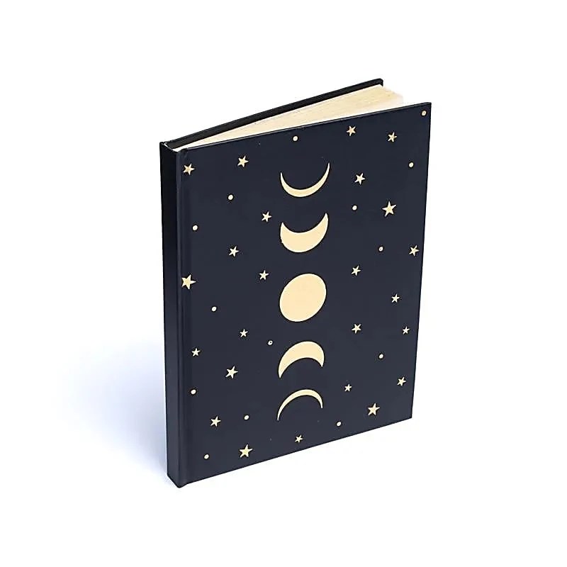 Cuaderno fases lunares y estrellas negras