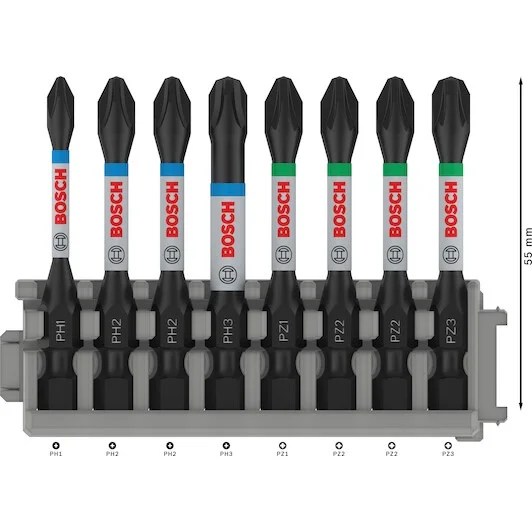 Set de Puntas de atornillar - PRO Impact PH&PZ Impact  55mm (8 piezas)