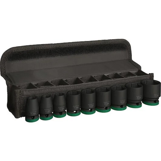 Juego de Dados de Impacto - Mando 1/2”x 40mm (9 Piezas 10/11/13/17/19/21/22/24/27mm)