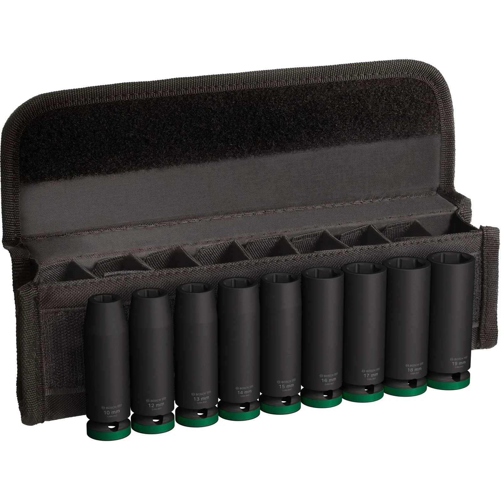 Juego de Dados de Impacto - Mando 1/2”x 77mm (9 Piezas 10/12/13/14/15/16/17/18/19mm)