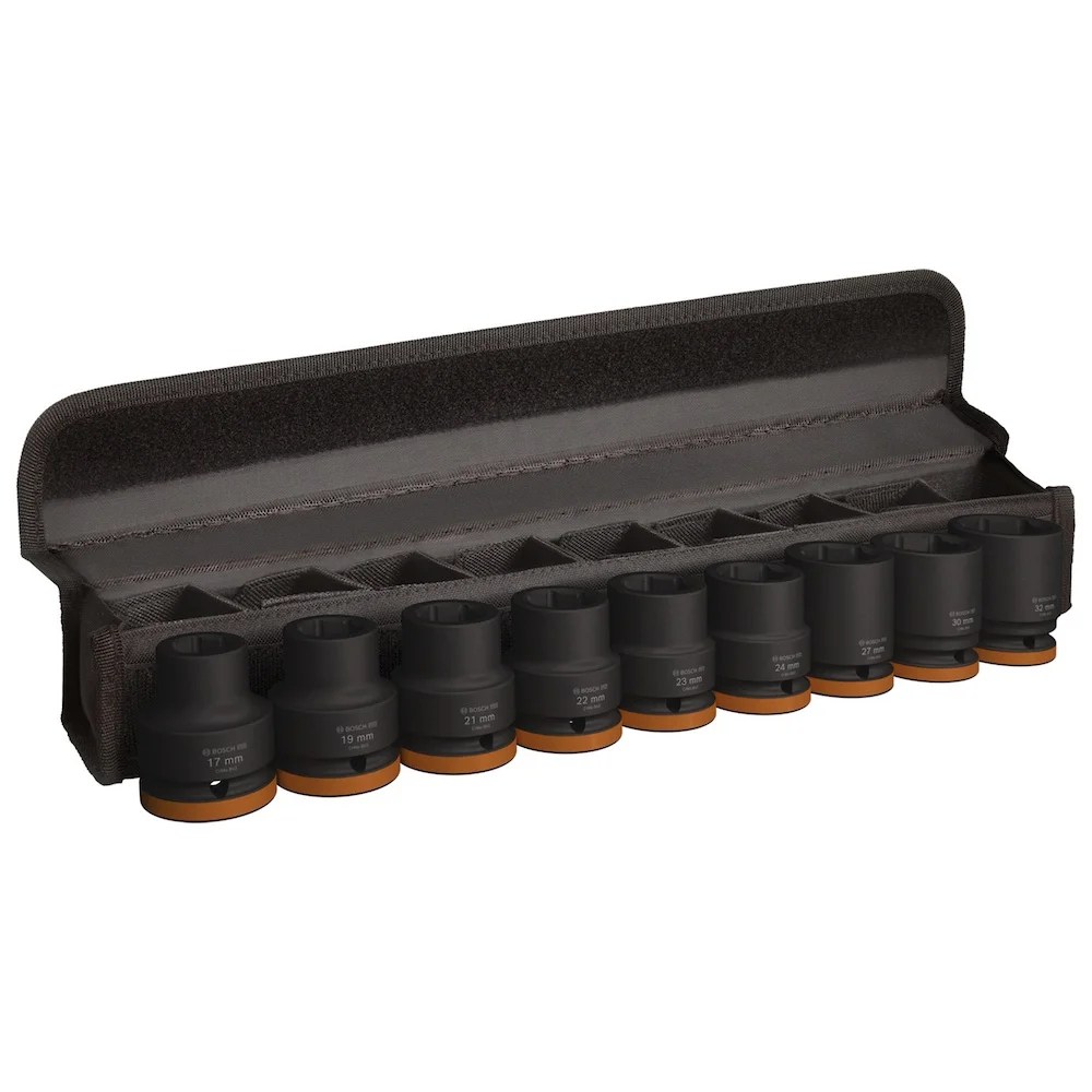 Juego de Dados de Impacto - Mando 3/4”x 54mm (9 Piezas 17/19/21/22/23/24/27/30/32mm)