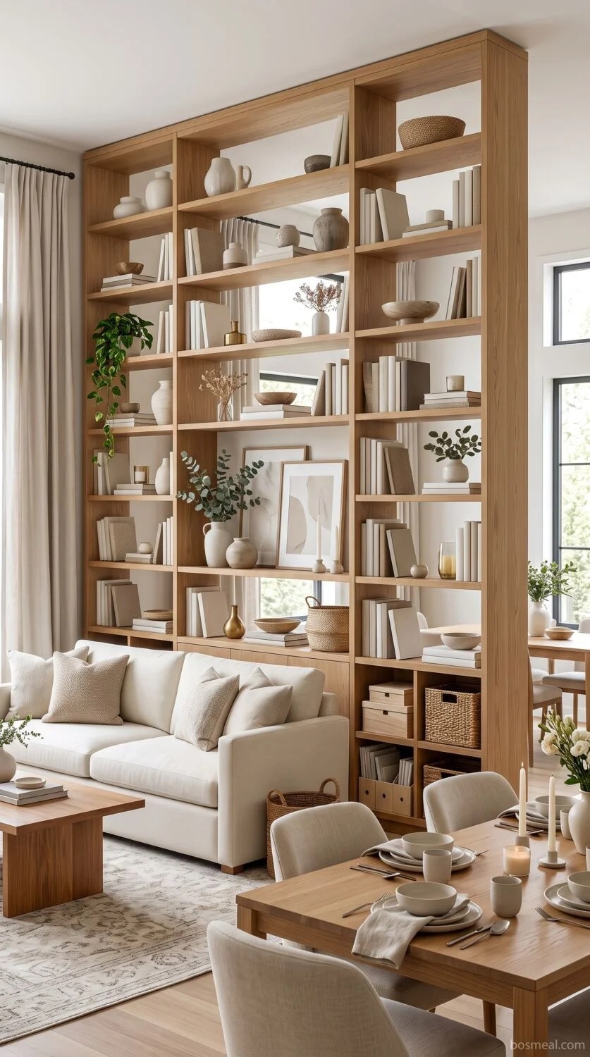 Full-Size Bookshelf Room Divider Ideas