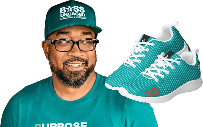 🔹Unleash Boss Mode! 🔹 Picture this: A dynamic leader rocking a turquoise hat and shirt emblazoned with the iconic "Boss Uncaged" logos. Right next to him? A pair of fresh turquoise sneakers, decked out with stylish white laces, a bold red "32" on the side, and striking black accents.

Step into his world&mdash;where every episode of his powerhouse podcast is a masterclass in entrepreneurship. Dive deep into riveting success stories tailored for go-getters hungry for inspiration and actionable wisdom. 🚀 Join the tribe that's redefining business leadership one story at a time!

✨ Discover more about Boss Uncaged&mdash;your ultimate source for entrepreneurial enlightenment. #BossUncaged #EntrepreneurSuccess #PodcastPowerhouse ✨ - Boss Uncaged&trade; OmniMedia Inc.