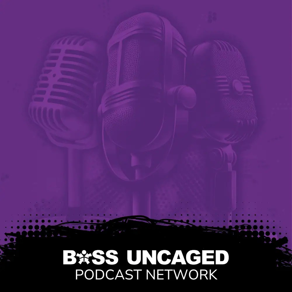 Against a striking purple backdrop, three dynamic microphones stand ready&mdash;echoing the voice of ambition. At the forefront, bold white letters proclaim: "Boss Uncaged Podcast Network." This powerful image captures our mission: unleashing next-level entrepreneurial brand growth strategies. Ready to amplify your business mindset? Boss Uncaged is where fearless entrepreneurs come to dominate the conversation and grow unchained. - Boss Uncaged&trade; OmniMedia Inc.