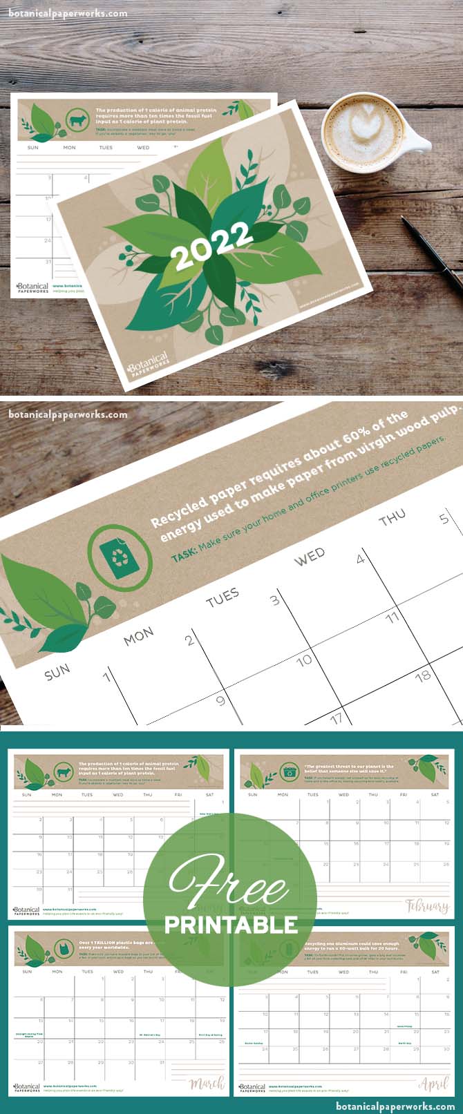 free printable 2022 calendars botanical paperworks