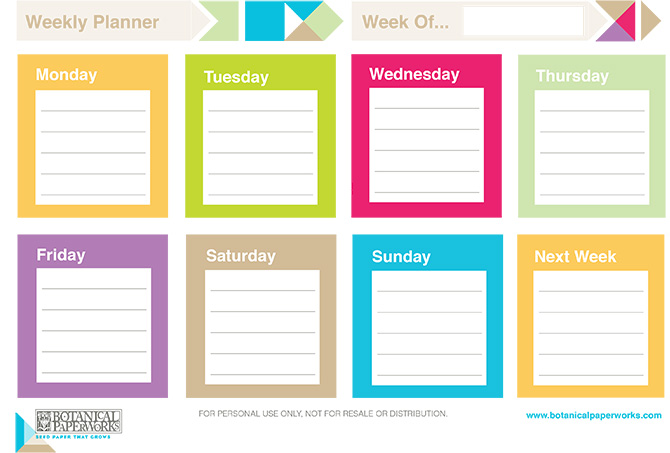 free printable 2014 weekly planners botanical paperworks