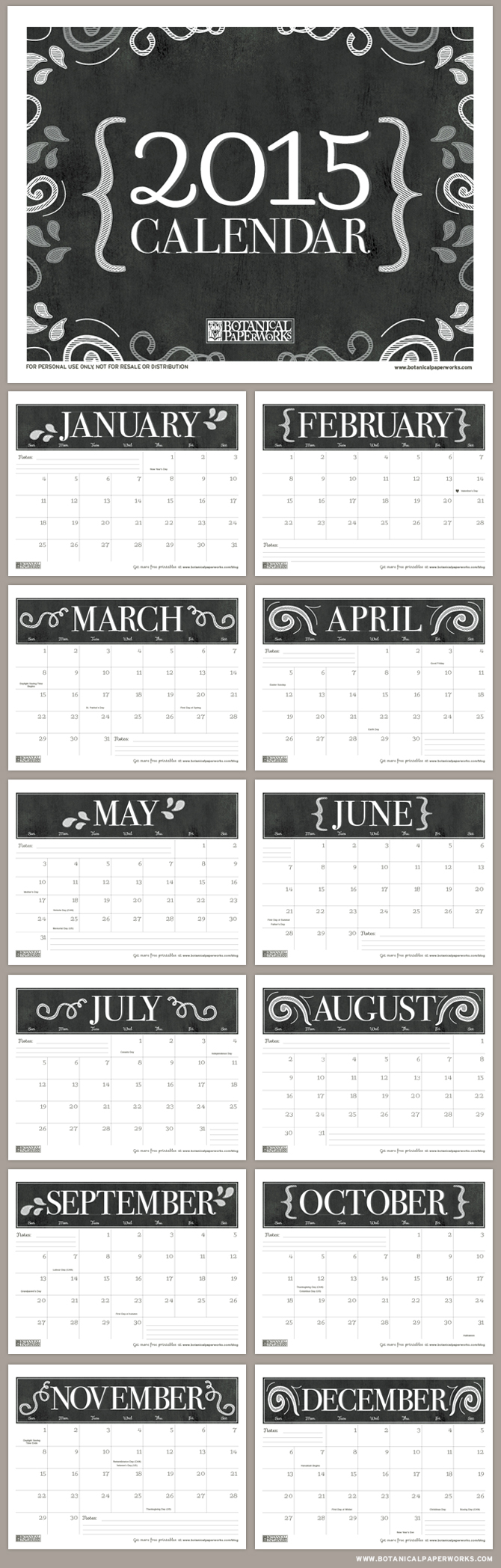 To mark a document or a specific place in a document for later retrieval. Free Printable 2015 Monthly Calendar Botanical Paperworks