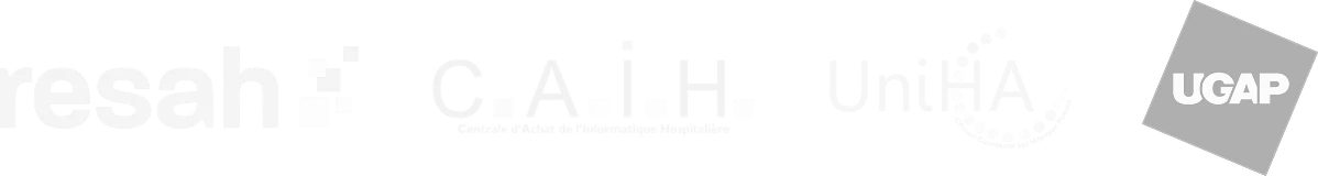Logo de l'UGAP, CAIH, UNIHA et RESAH