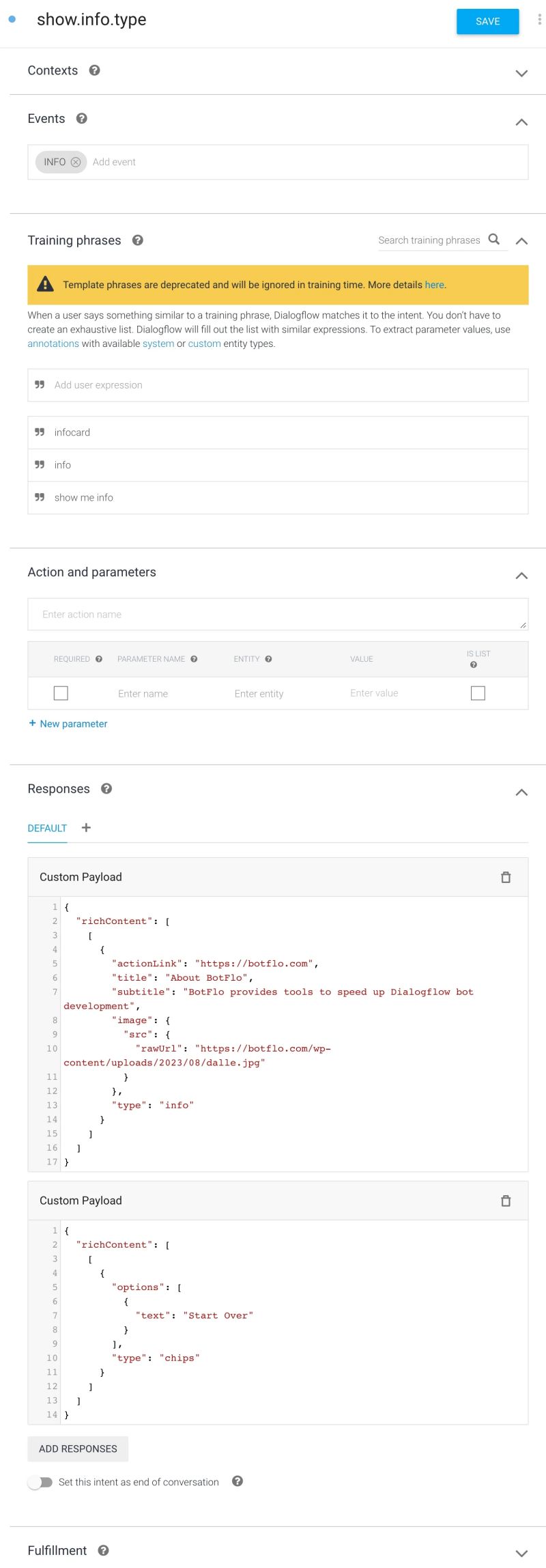 Dialogflow Response Botflo - Vintage Arts - Elegant Mobile Collection