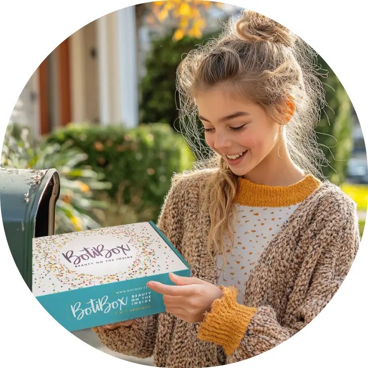 Girl receiving her gift in the mailbox