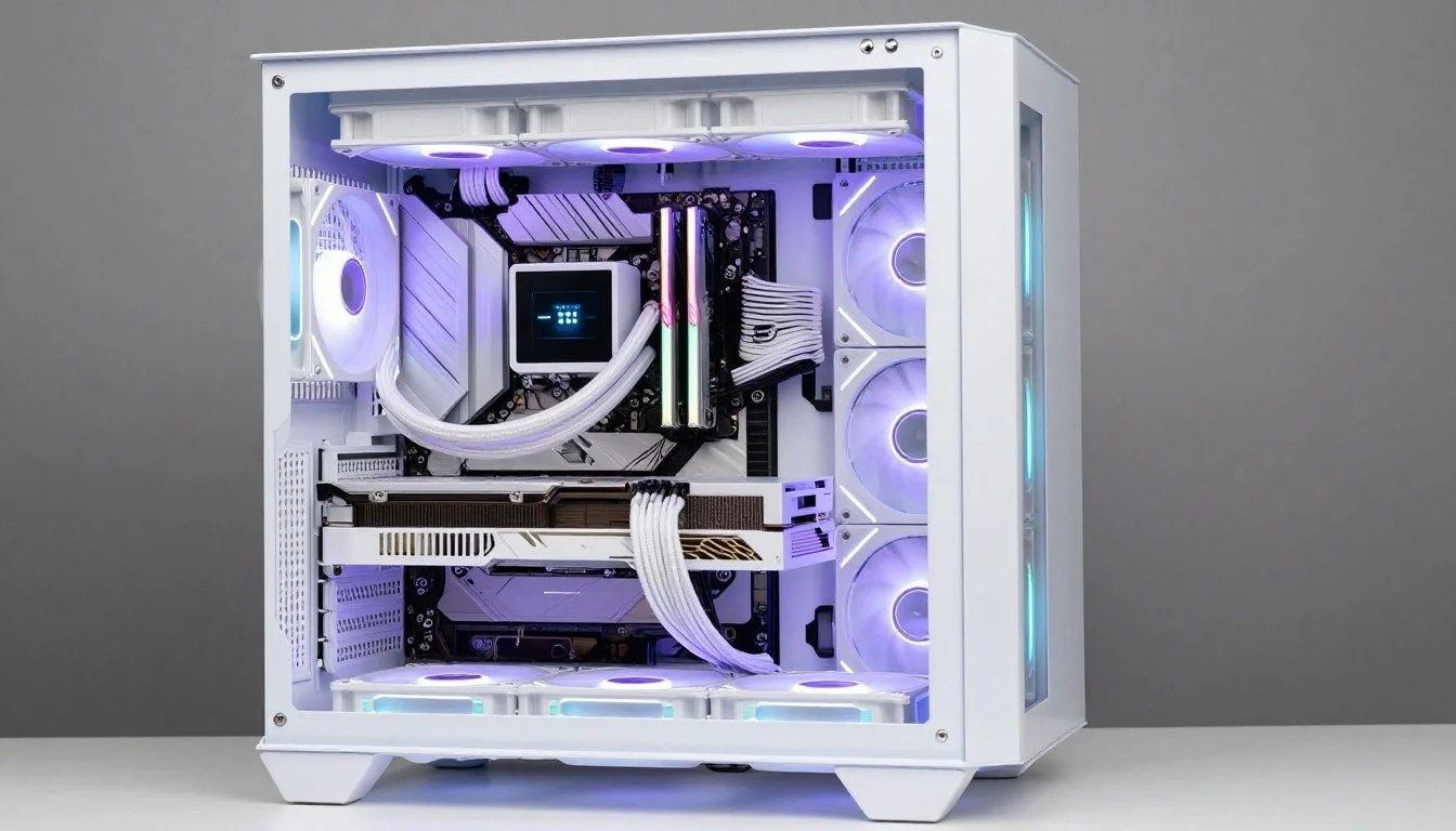 PC Build Buy Advice Bottleneck Calculator Complete White PC Build With RGB Lighting And Modern Components 