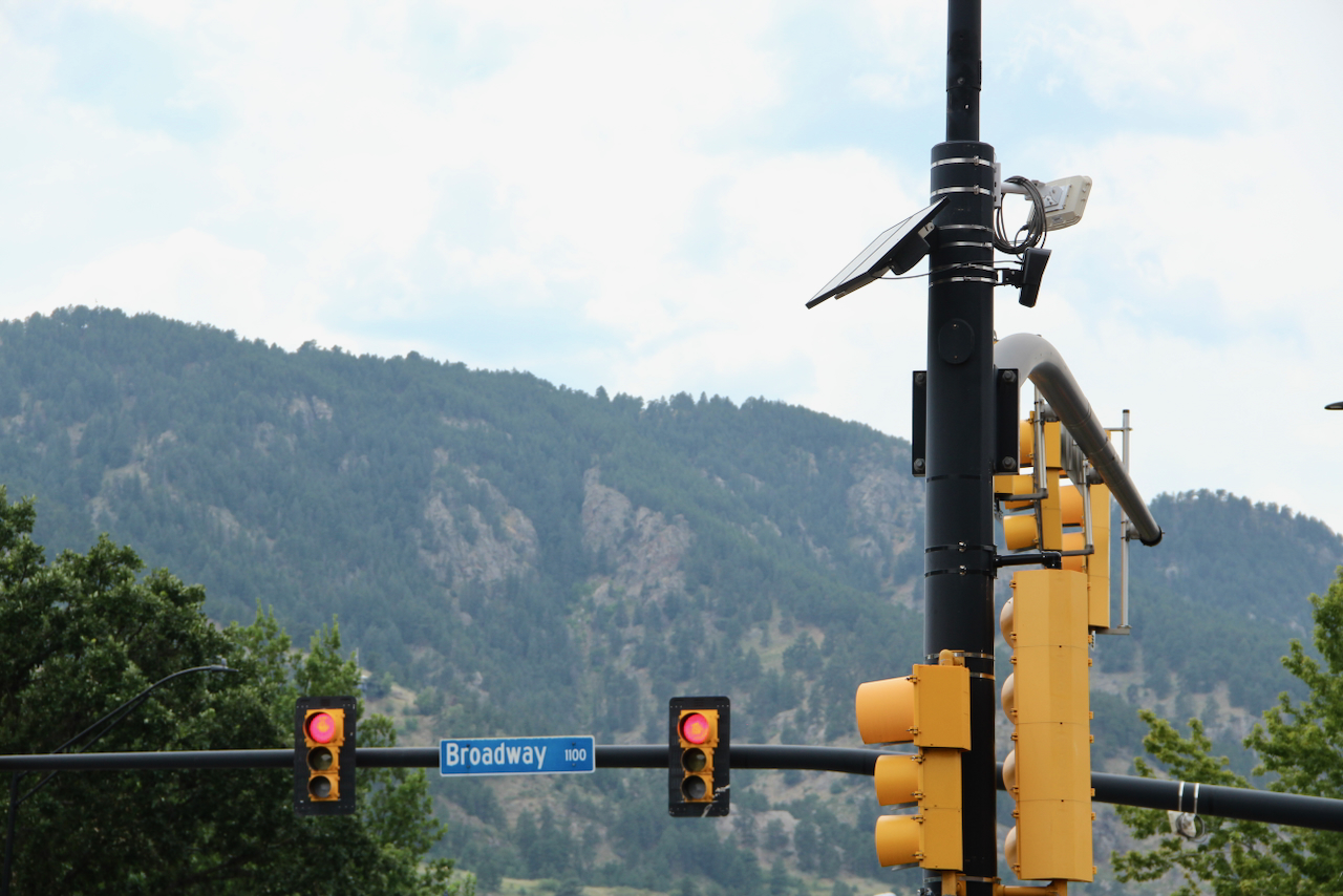 A Flock camera at the intersection of Canyon and Broadway. Credit: Brooke Stephenson